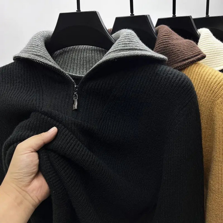 Stylowy damski sweter z golfem i zamkiem błyskawicznym – komfort i elegancja na co dzień