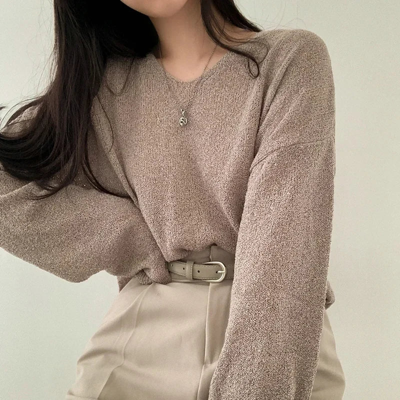 Bequemes langärmeliges Damen-Top im lässigen Stil