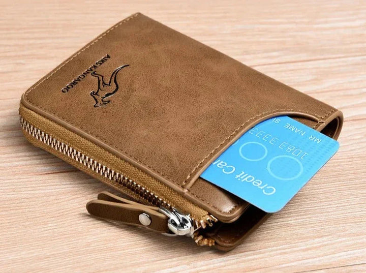 Elegante Herrengeldbörse mit RFID-Schutz, hergestellt aus luxuriösem Leder und mit einem sicheren Reißverschluss versehen