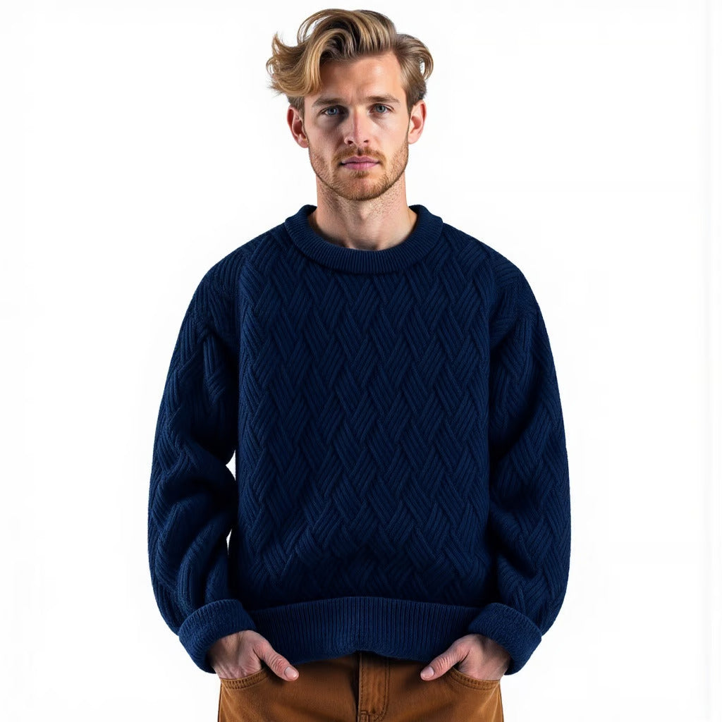 Herren-Wollpullover mit elegantem Twill - klassischer Stil und unübertroffene Wärme