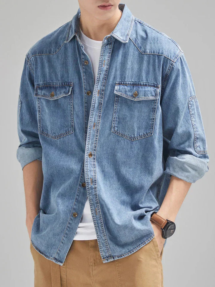 Stylisches und strapazierfähiges Langarm-Denim-Hemd für Herren - die perfekte Wahl für den Alltag