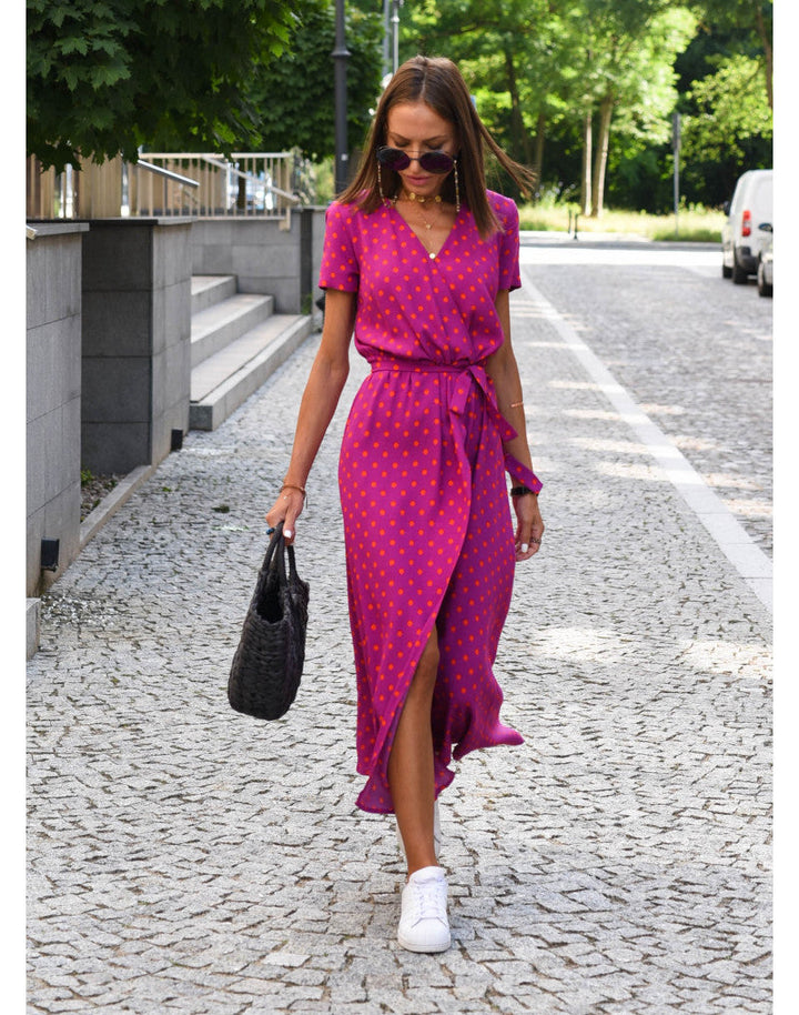 Abito Estivo Rina™ con Stampa Floreale e Scollo a V - Eleganza e Comfort a Maniche Corte