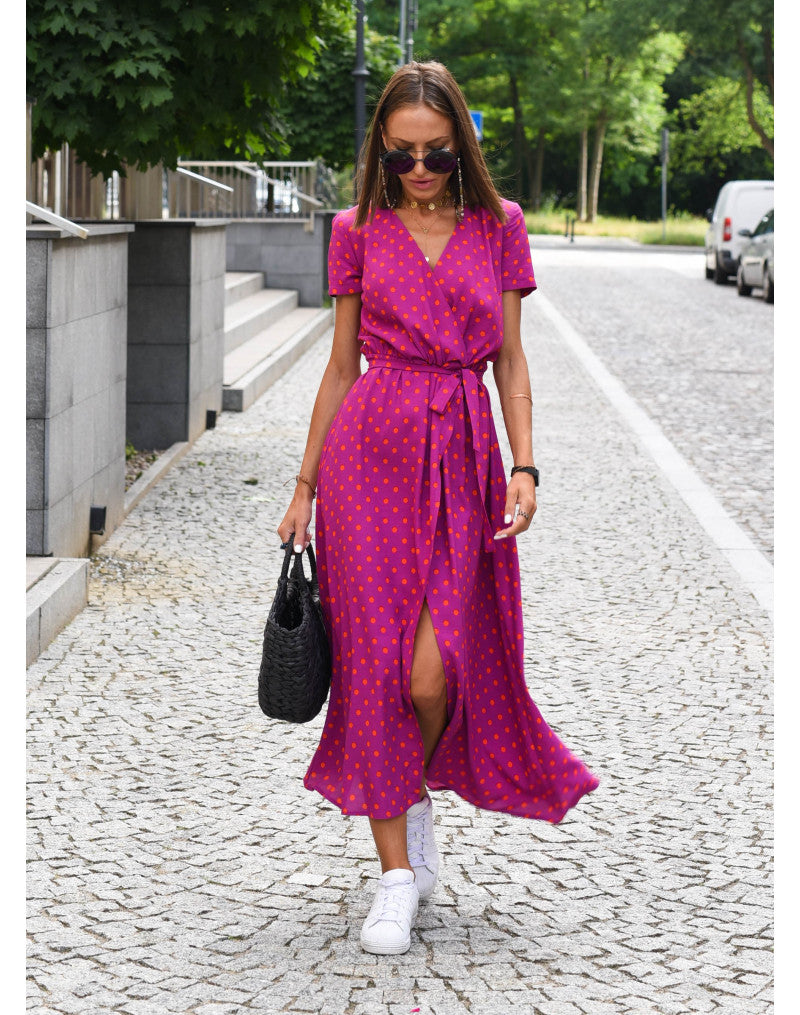 Abito Estivo Rina™ con Stampa Floreale e Scollo a V - Eleganza e Comfort a Maniche Corte