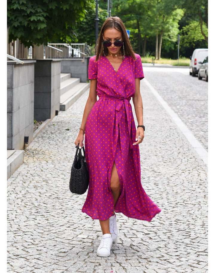 Abito Estivo Rina™ con Stampa Floreale e Scollo a V - Eleganza e Comfort a Maniche Corte