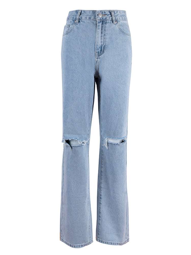 Eleganckie damskie jeansy z trendy podartym wzorem dla stylowej kobiety