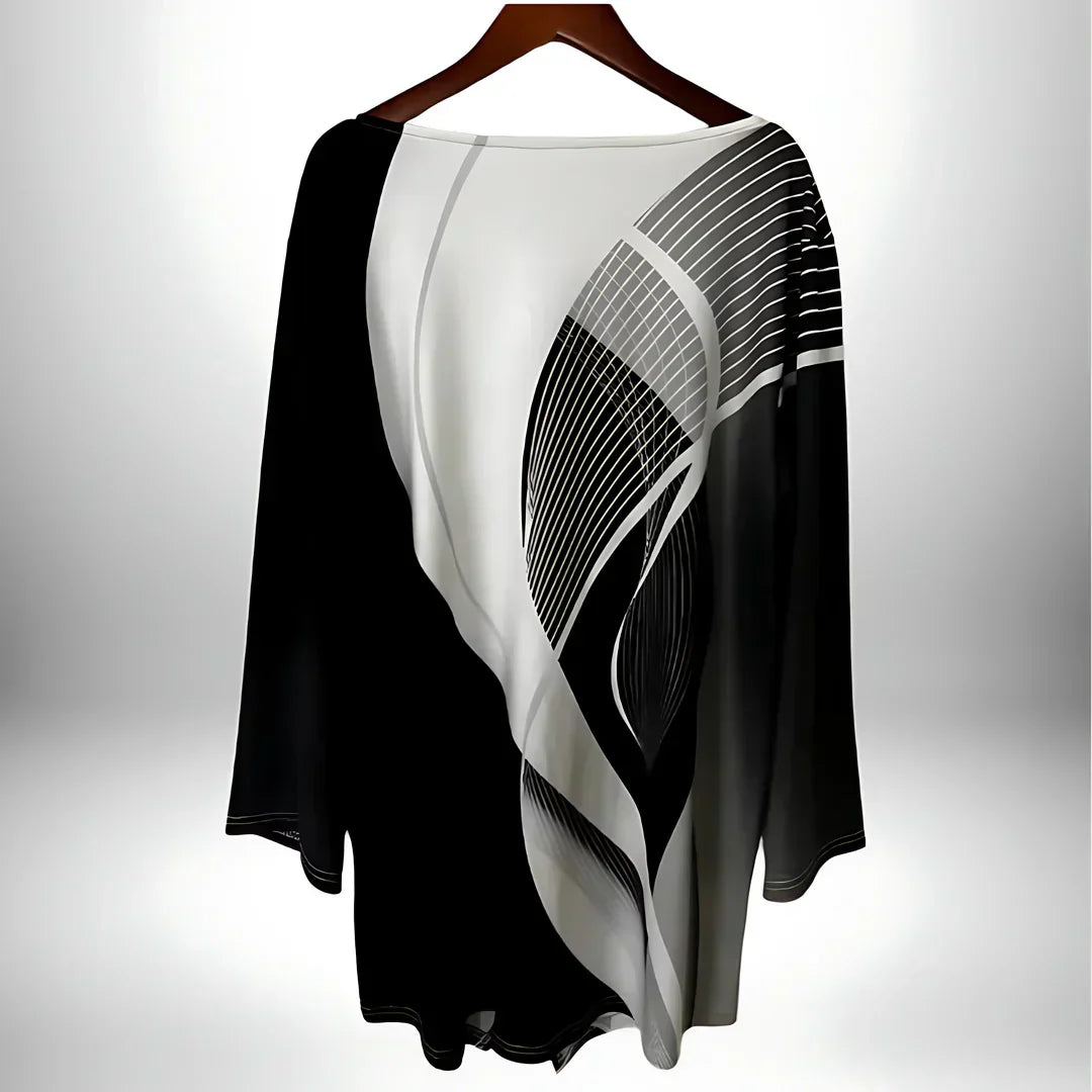 Elegantes geometrisches Langarm-Top für Damen - eine stilvolle und modische Option für jede Gelegenheit