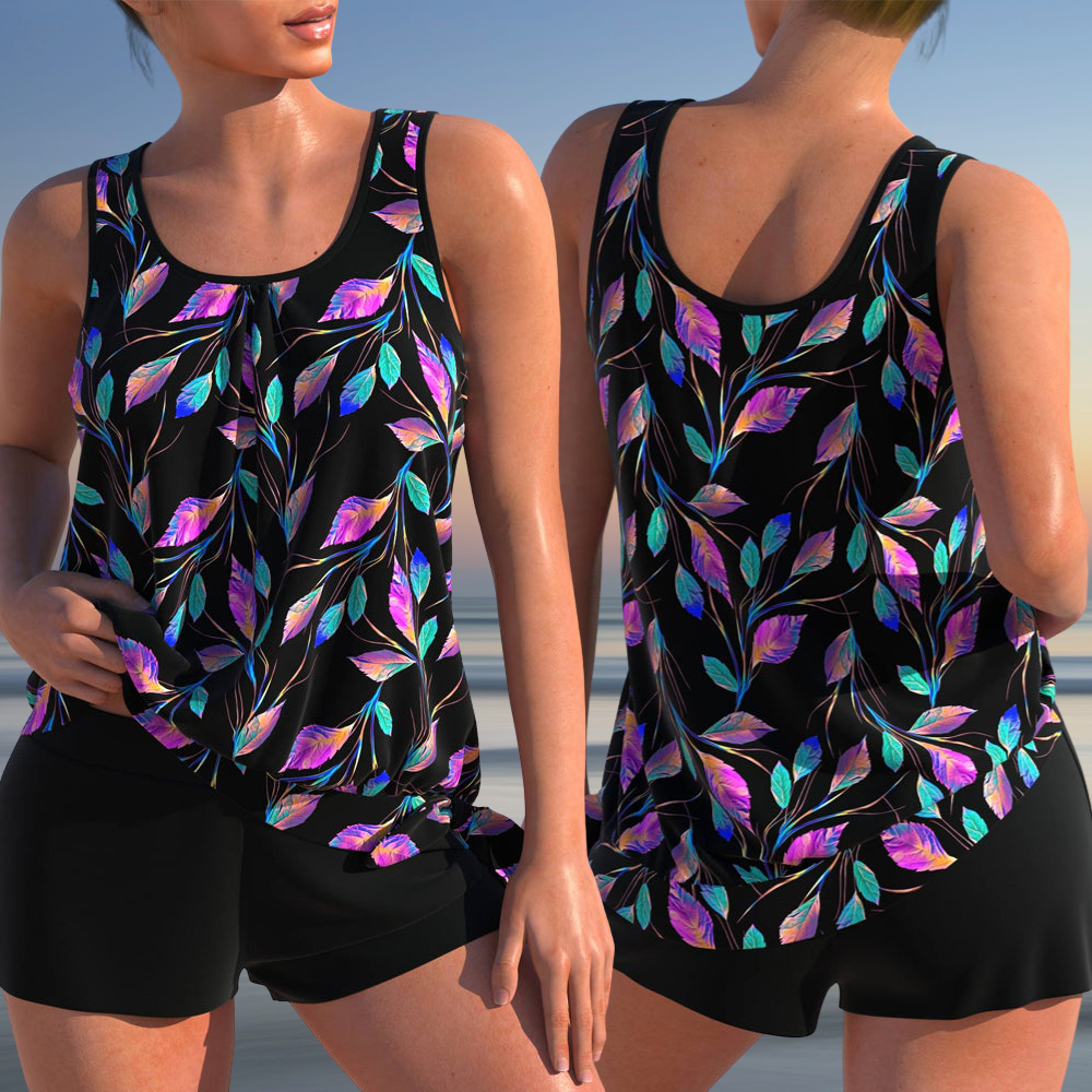 Beatrice™ Tankini mit elegantem Blattmotiv und feinem Druck