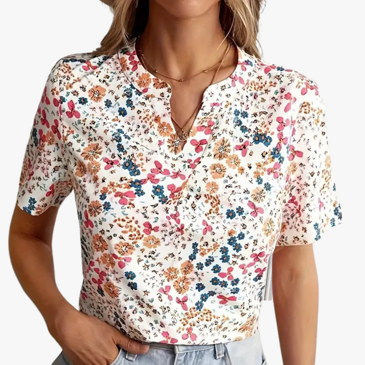 Stilvolle Damenbluse im Vintage-Look mit Blumenmuster - ein eleganter und modischer Look