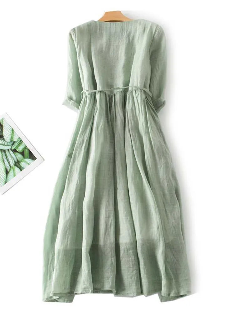 Abito Elegante in Lino Amara™ - Stile Raffinato per Ogni Occasione