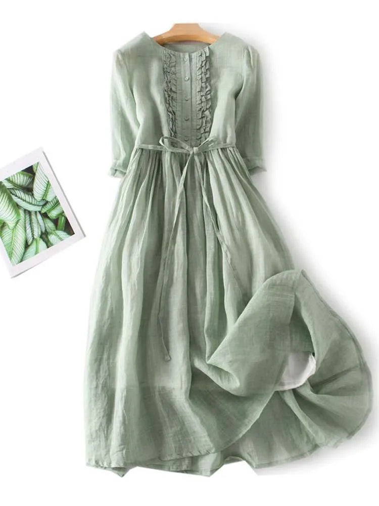 Abito Elegante in Lino Amara™ - Stile Raffinato per Ogni Occasione