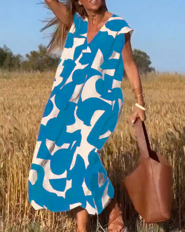 Mirabella™ V-Neck Print Dress: Eine Explosion von Stil und Eleganz!