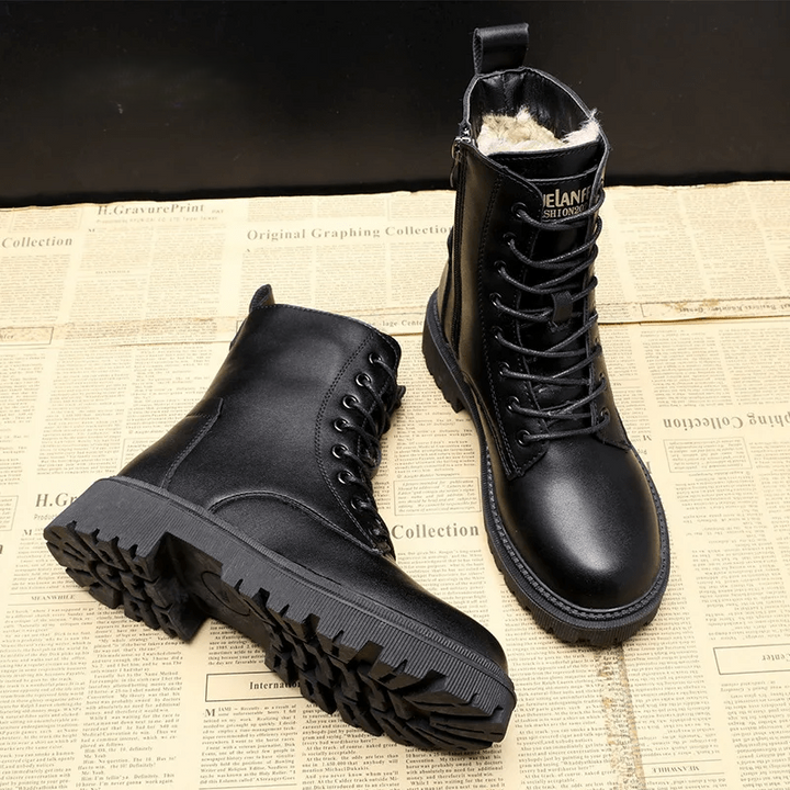Alice™ -  Elegante Schwarze Leder-Winterstiefel