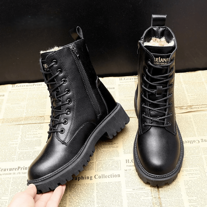 Alice™ -  Elegante Schwarze Leder-Winterstiefel