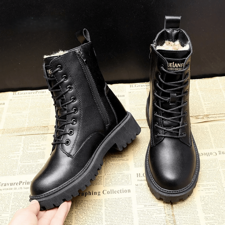 Alice™ -  Elegante Schwarze Leder-Winterstiefel