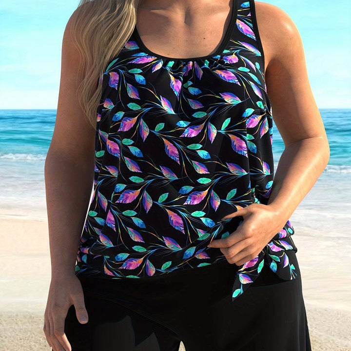 Beatrice™ Tankini mit elegantem Blattmotiv und feinem Druck