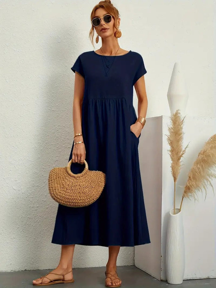 Brigida™ - Raffiniertes Sommerkleid aus Leinen mit bequemen Taschen