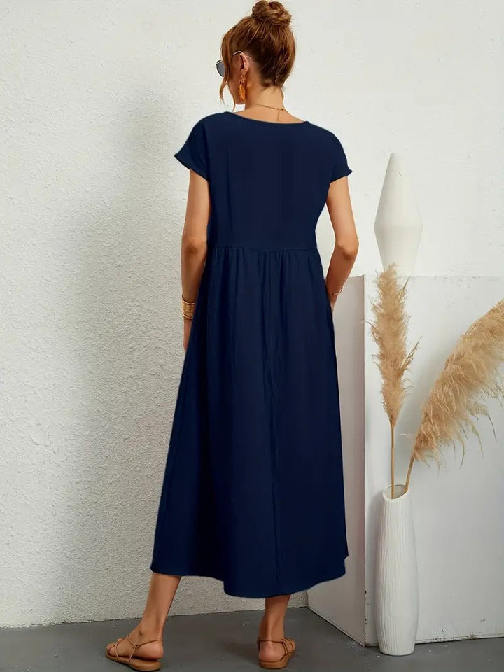 Brigida™ - Raffiniertes Sommerkleid aus Leinen mit bequemen Taschen