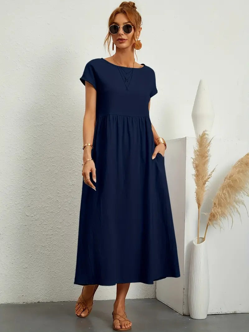 Brigida™ - Raffiniertes Sommerkleid aus Leinen mit bequemen Taschen