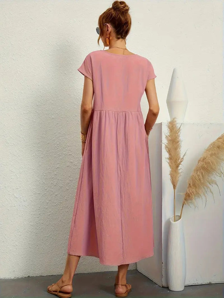 Brigida™ - Raffiniertes Sommerkleid aus Leinen mit bequemen Taschen