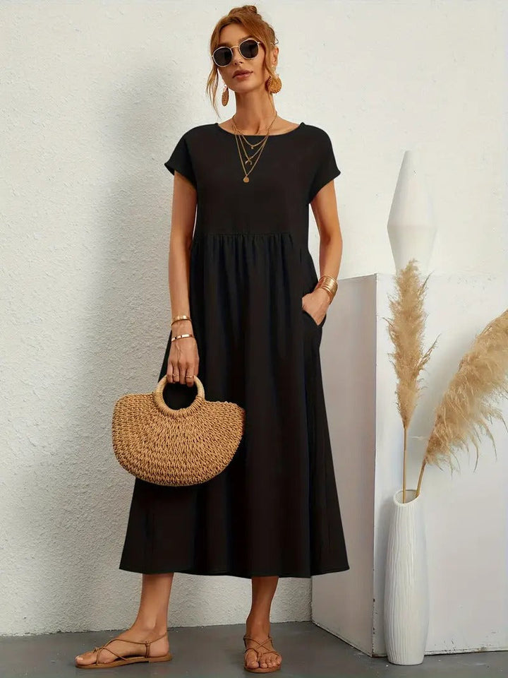 Brigida™ - Raffiniertes Sommerkleid aus Leinen mit bequemen Taschen
