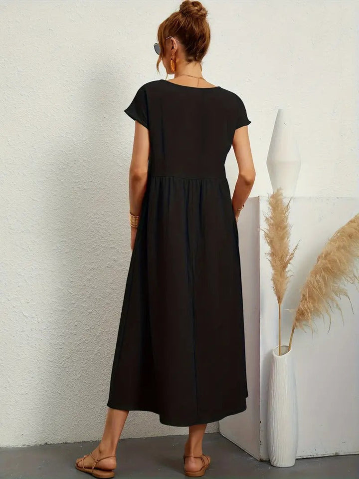 Brigida™ - Raffiniertes Sommerkleid aus Leinen mit bequemen Taschen