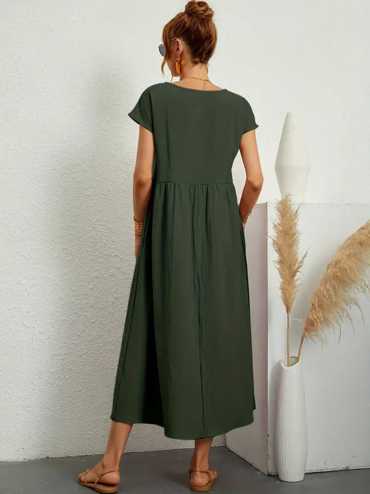 Brigida™ - Raffiniertes Sommerkleid aus Leinen mit bequemen Taschen