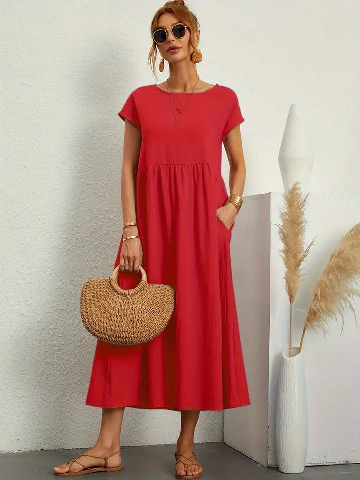Brigida™ - Raffiniertes Sommerkleid aus Leinen mit bequemen Taschen