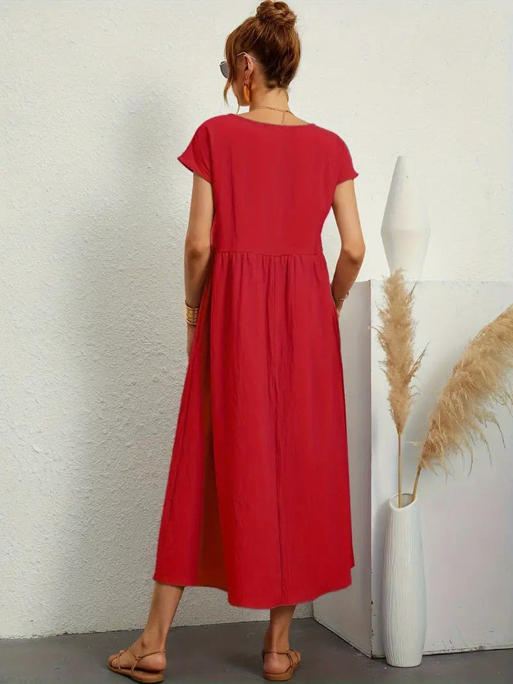 Brigida™ - Raffiniertes Sommerkleid aus Leinen mit bequemen Taschen