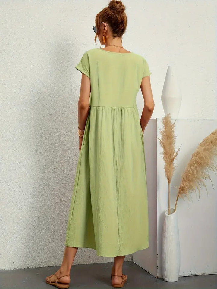 Brigida™ - Raffiniertes Sommerkleid aus Leinen mit bequemen Taschen