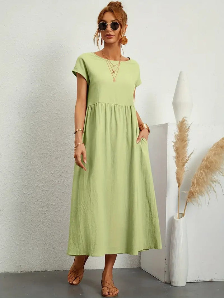 Brigida™ - Raffiniertes Sommerkleid aus Leinen mit bequemen Taschen