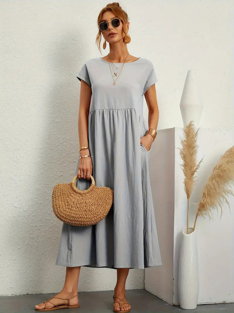 Brigida™ - Raffiniertes Sommerkleid aus Leinen mit bequemen Taschen