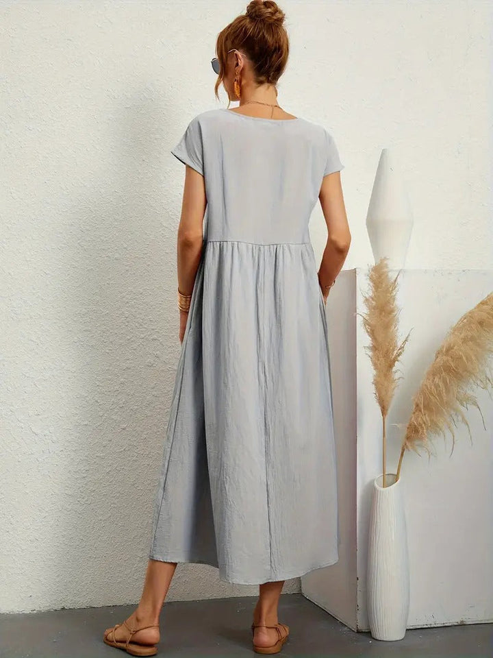 Brigida™ - Raffiniertes Sommerkleid aus Leinen mit bequemen Taschen