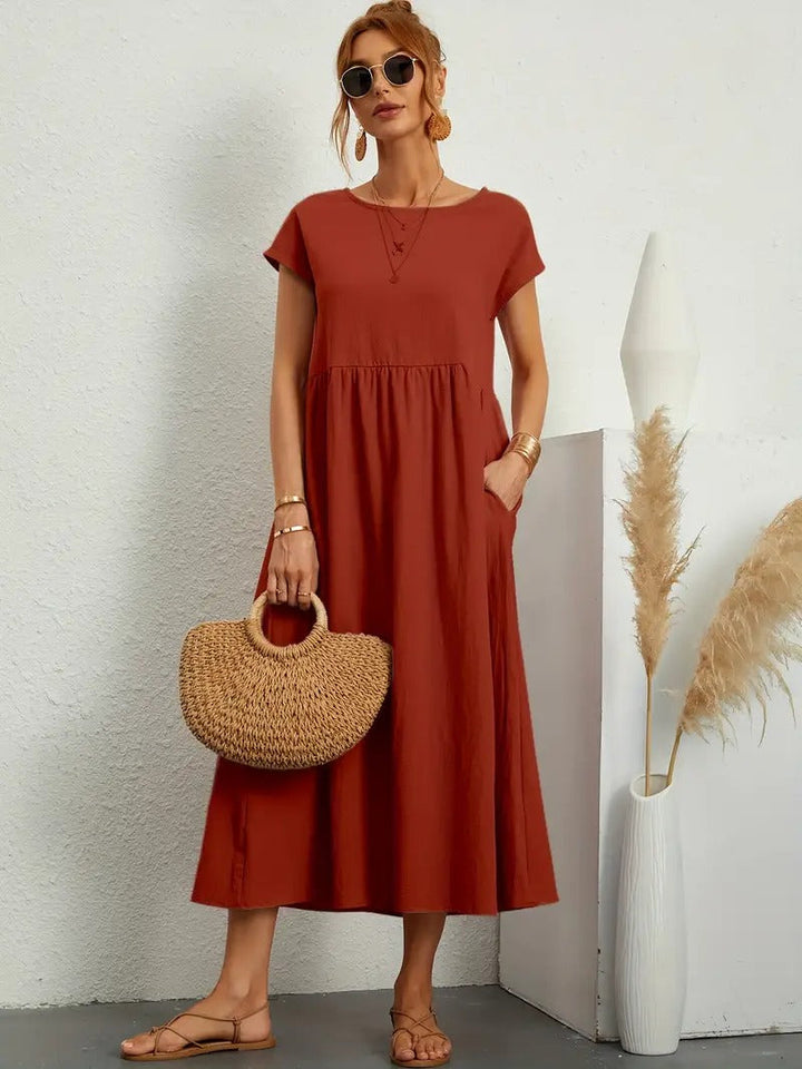 Brigida™ - Raffiniertes Sommerkleid aus Leinen mit bequemen Taschen