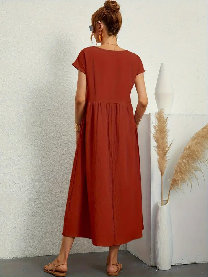 Brigida™ - Raffiniertes Sommerkleid aus Leinen mit bequemen Taschen