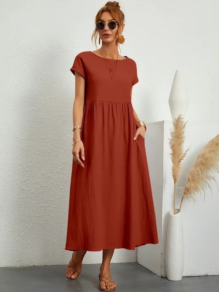 Brigida™ - Raffiniertes Sommerkleid aus Leinen mit bequemen Taschen