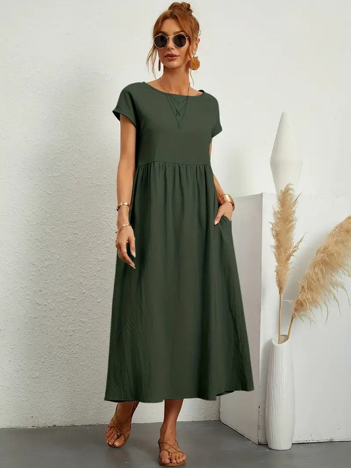 Brigida™ - Raffiniertes Sommerkleid aus Leinen mit bequemen Taschen