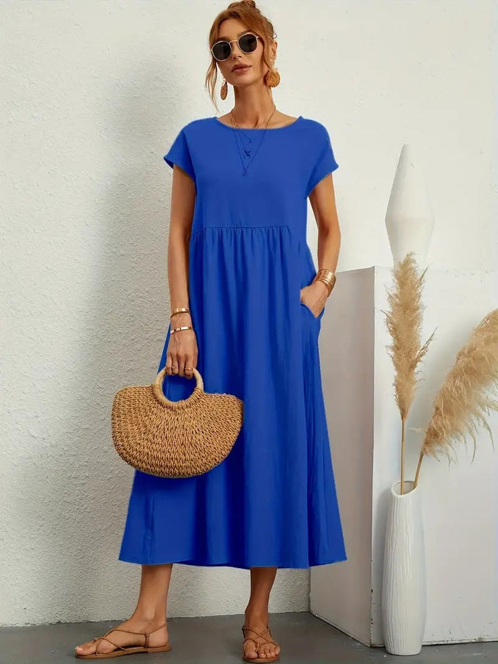 Brigida™ - Raffiniertes Sommerkleid aus Leinen mit bequemen Taschen