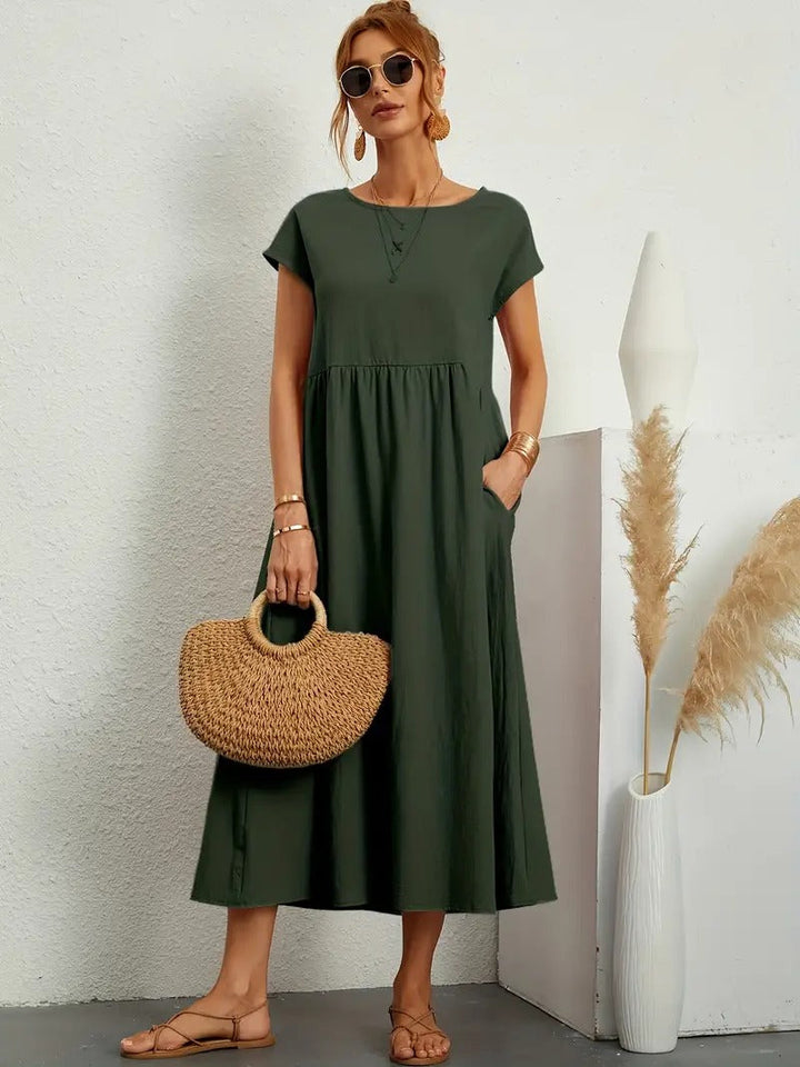 Brigida™ - Raffiniertes Sommerkleid aus Leinen mit bequemen Taschen