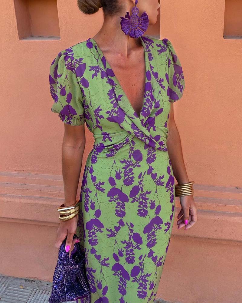 Abito Natalizio™ Elegante con Scollo a V