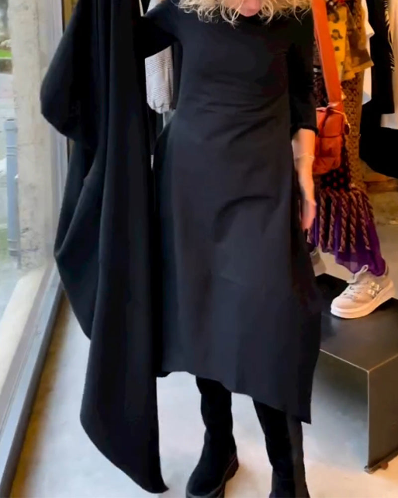 Schwarzes Midikleid mit Eva™-Taschen - Eleganz und Komfort in einem Design