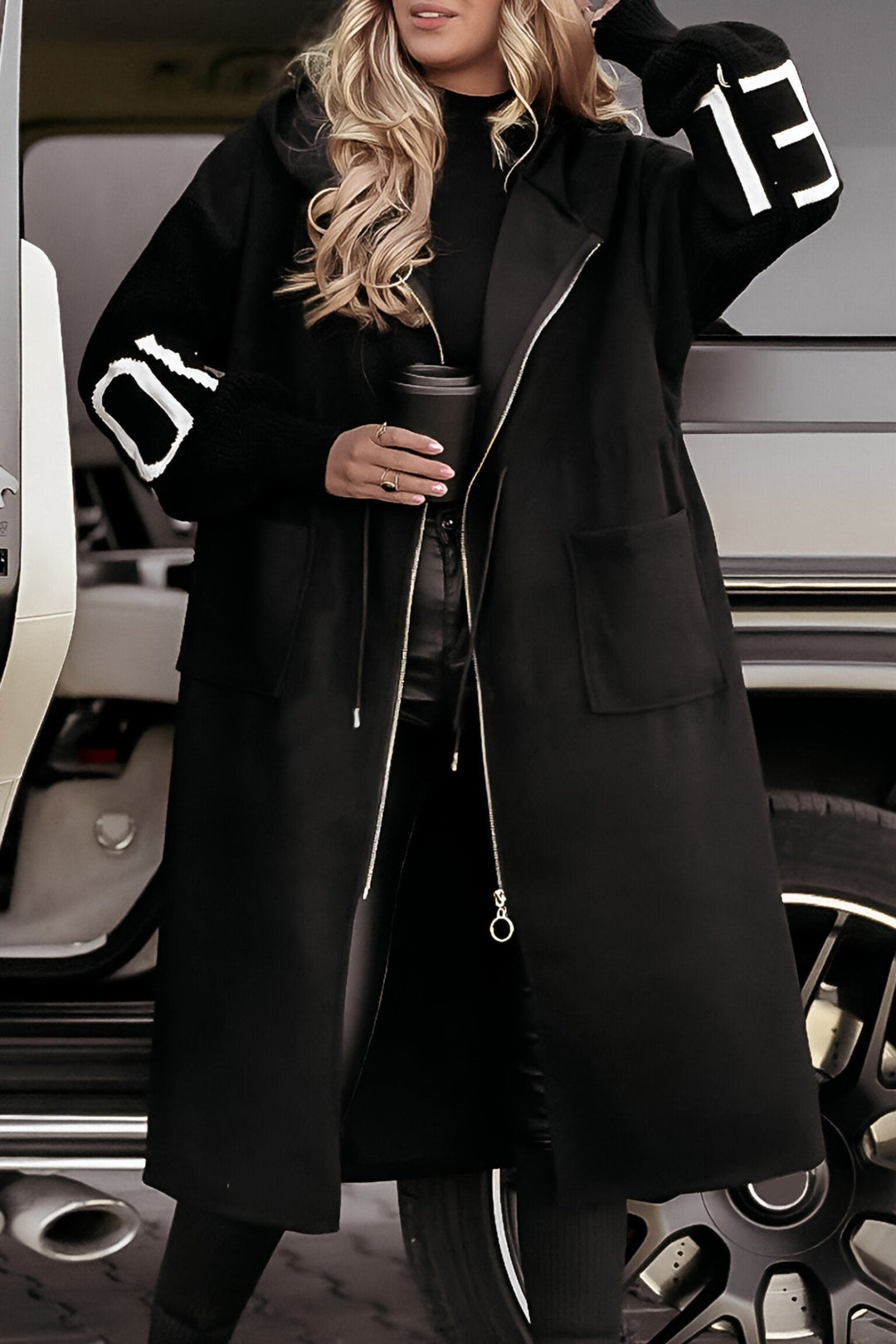 Millie™ – Damen Kapuzenjacke mit Strick-Patchwork-Ärmeln