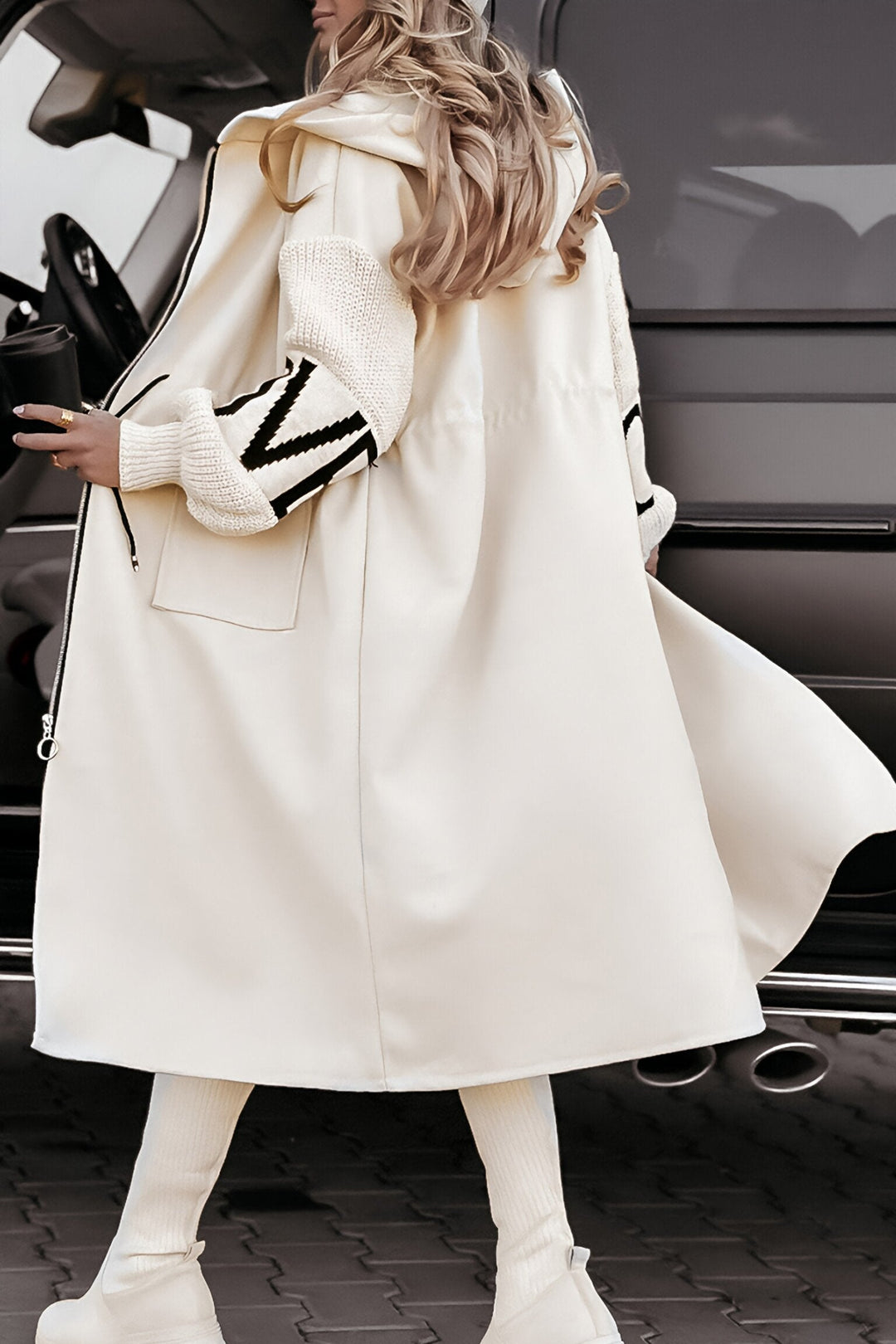 Millie™ – Damen Kapuzenjacke mit Strick-Patchwork-Ärmeln