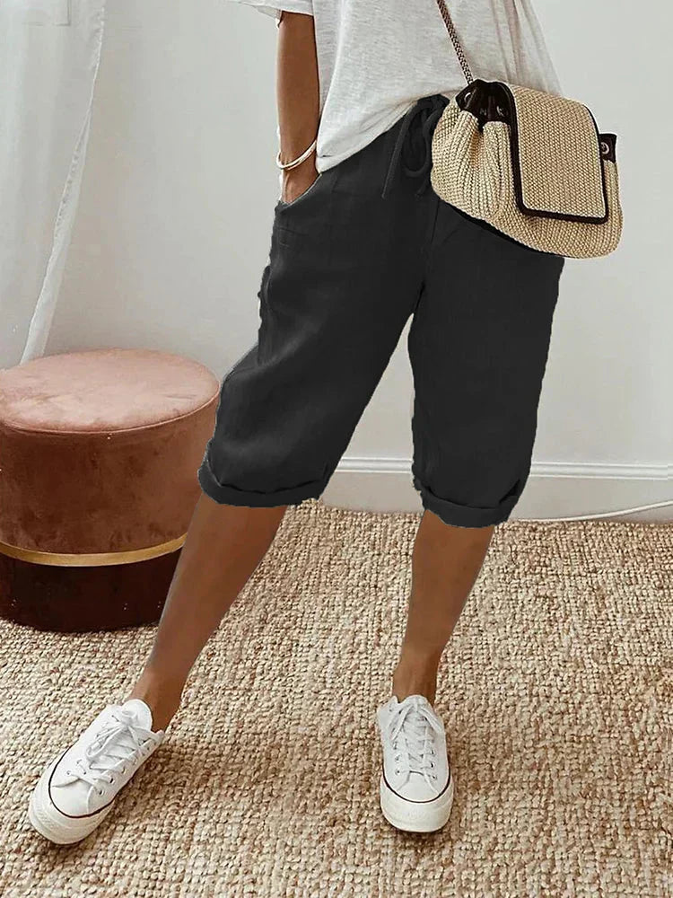 Elisabetta™ - Komfortowe letnie szorty damskie z naturalnej bawełny i lnu dla stylowego wypoczynku
