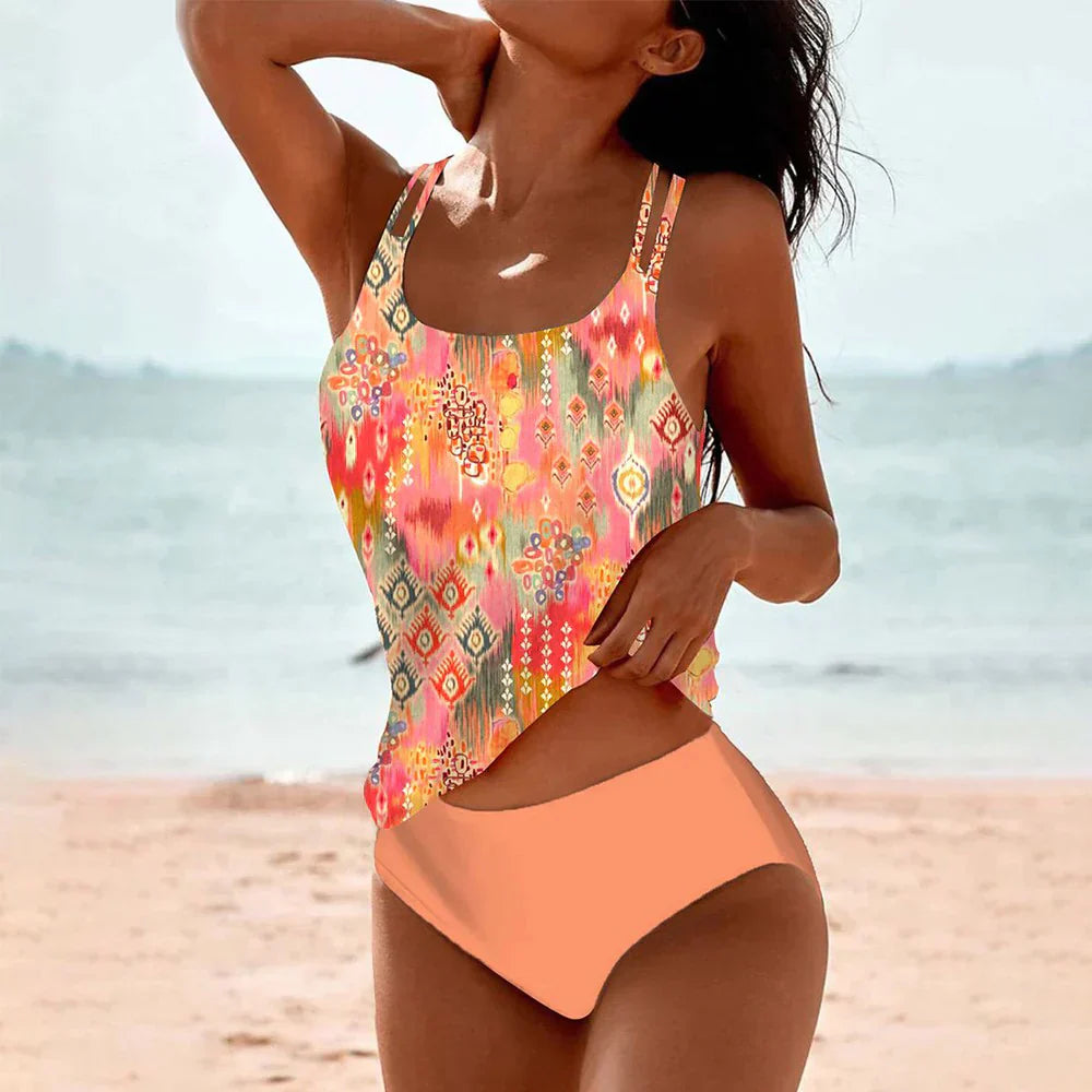 Bedruckter Amber™ Tankini mit eleganten doppelten Trägern
