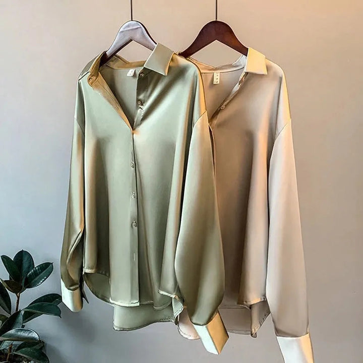 Sonia™ - Elegante Camicetta in Raso a Maniche Lunghe
