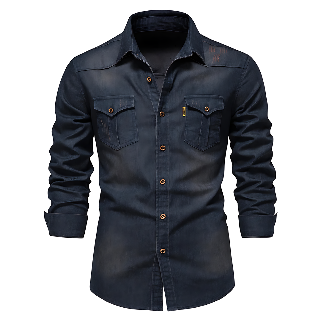 Camicia in Denim di Cotone Ruggiero™ per un Look Casual e Stile Unico!